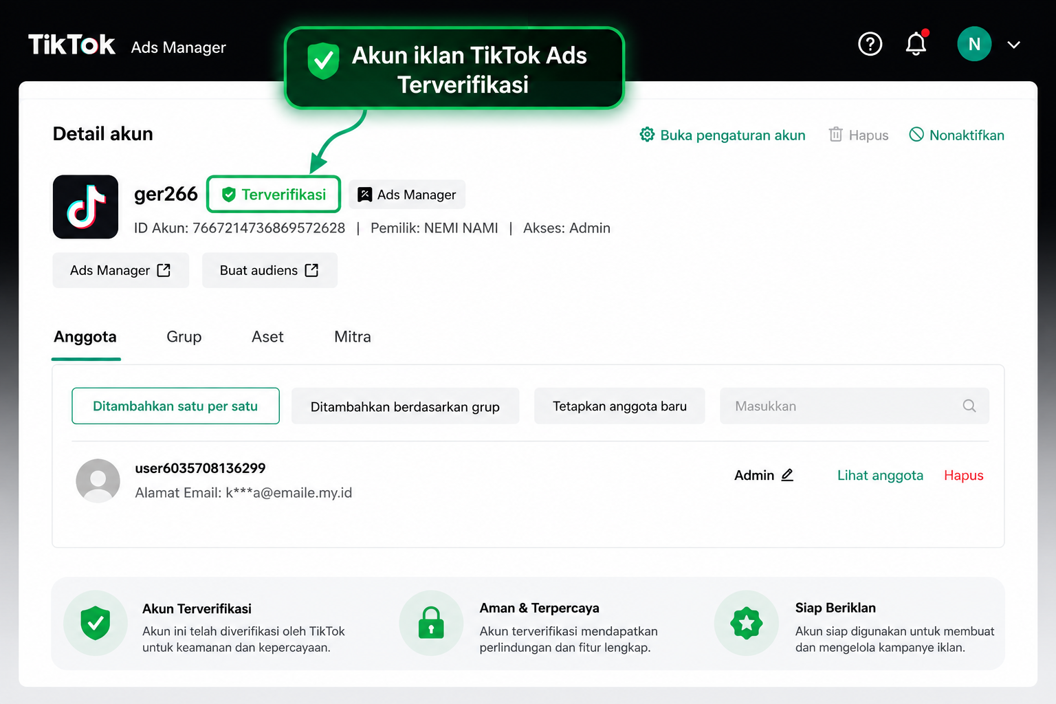 PREMIUM BM TIKTOK ADS VERIFIED + 3 BM + 9 AKUN IKLAN + PANDUAN LENGKAP